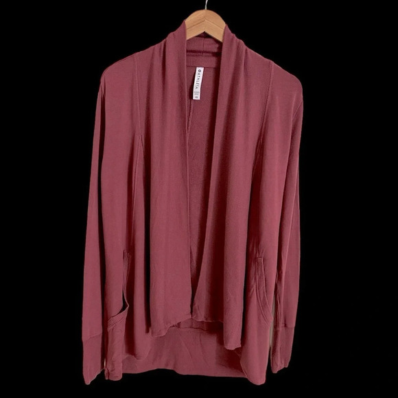 Athleta Womens XS Mauve Pink Prayanama Open Front Cardigan Wrap Modal Knit Cozy - Picture 3 of 6